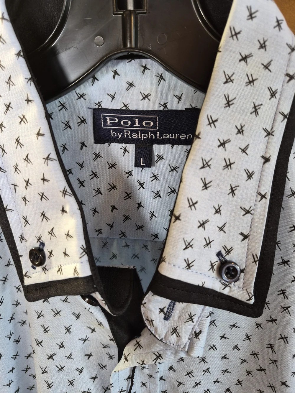 Polo by Ralph Lauren Light Blue Micro-Print Men's Dress Shirt Bin 37